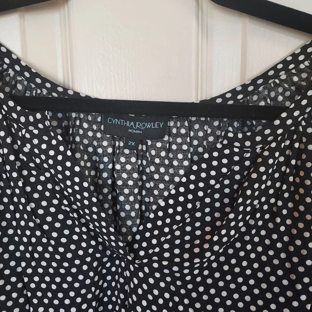 Cynthia Rowly 3/4 Sleeve Polka-dot Blouse - Picture 2 of 7